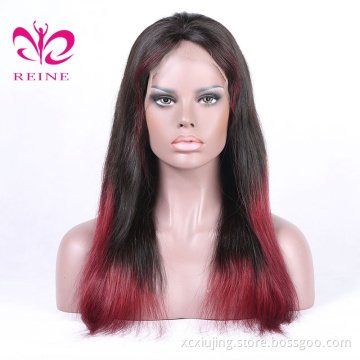 Ombre mixed color wavy wigs 100% Human Hair Wig red Color Long Style Brazilian Hair Front Lace Wig For Black Women